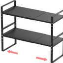 Expandable Stackable Spice Rack Cabinet Shelf Organizer in Cabinets Shelves Kitchen Cupboard Organization Stack up Racks Pantry Countertop Storage Large/Black 2 Packs (L:10.04"D x 16.6"W x 5.75"H)