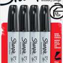 Sharpie Permanent Markers, Chisel Tip, Black, 4 Count
