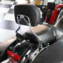 AUFER Detachable Backrest Sissy Bar Upright Passenger Backrest With Back Rest Pad Compatible With For Touring Road King Street Glide Electra Glide Road Glide FLHR FLHX FLHT FLTR 2009-2025Chrome