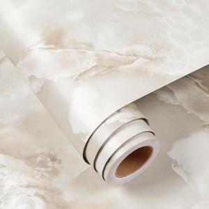 FunStick 24"x200" Cream Beige Onyx Marble Countertop Contact Paper Waterproof Self Adhesive Marble Wallpaper Peel and Stick Countertops for Kitchen Removable Wall Paper for Bathroom Table Desk Walls