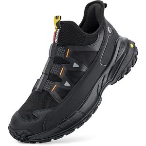 FitVille Extra Wide Sneakers for Men Slip-on Shoes, Soft Comfortable Mens Running Shoe, Slip Resistant Hiking Walking Shoes with Arch Support & Wide Toe Box, 12.5, Black 