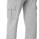 QINSEN Baggy Medium Waist Elastic Sweatpants for Womens Casual Long Fleece Cargo Pants with Pockets, M, Gray