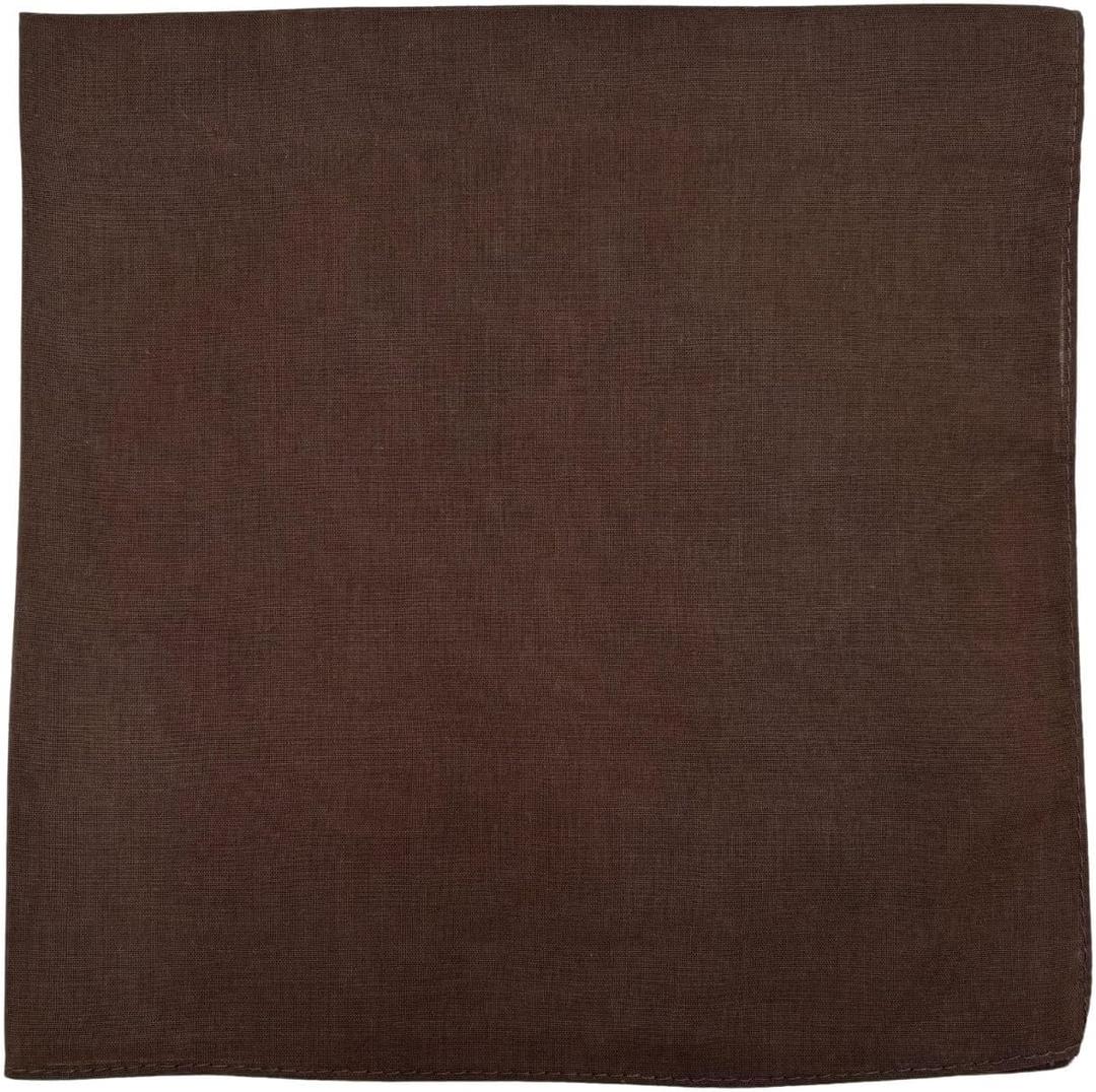 MDSTYLE 100% Cotton Solid Color Bandana for Men & Women 22" x 22" Handkerchief Headband Scarf (Brown)