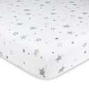 American Baby Company 2 Pack 100% Natural Cotton Fitted Crib Sheets 52" x 28" - Soft, Breathable, Hypoallergenic & Gentle Toddler Bed Sheets, Super Stars and Gray, Neutral for Boys & Girls