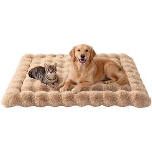 SOMAHE Large Dog Bed Mat, Extra Large Plush Faux Fur Washable Pet Bed for Large Dogs, Non-Slip Fluffy Dog Mat Machine Washable XL Dog Sleeping Pad for Large Breeds, 35 x 27 Inch Coffee