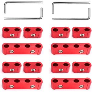 12 Piece Automotive Engine Spark Plug Wire Separator Set for 8mm 9mm 10mm Spark Plug Wire Retaining Clips - Keep your wires organized and protected! (red)