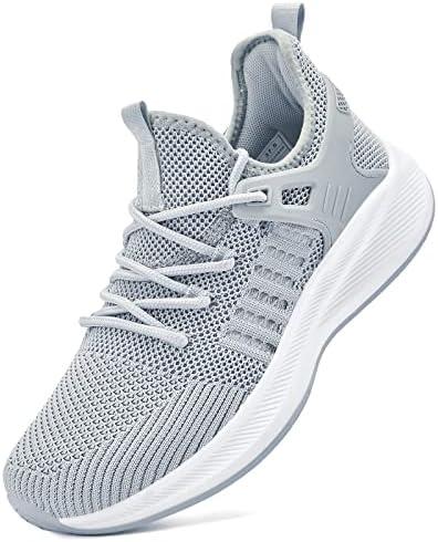 Akk Womens Athletic Tennis Shoes - Lightweight Walking Shoes Breathable Non Slip Trainers Shoes for Gym Workout Jogging Grey Size 10.5