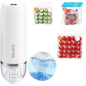 Vacuum Sealer for Sealing Food, Handheld Vacuum Pump Comes with 15 Small Vacuum Seal Bags for Clothing,Travel Vacuum Storage Bags with Electric Pump Suitable for Food, Baby Clothes and Toiletries