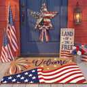 Jenaai Memorial Day Coir Doormat Outdoor Welcome Door Mat 16 x 29 Patriotic Independence Day Floor Mat Non Slip Heavy Duty for Front Door Porch Indoor Outdoor Decor