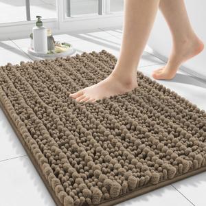 Smiry Bathroom Rugs Mat 24x16, Extra Soft Absorbent Chenille Bath Rugs, Non Slip Rubber Backing Machine Washable Quick Dry Bath Mats for Bathroom Floor, Tub, Shower, Home Decor Accessories, Camel