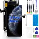 for iPhone 11 Pro Max Screen Replacement 6.5 3D Touch LCD Display Full Repair kit, Digitizer Assembly with Tools Set, Tempered Glass Screen Protector, Waterproof Frame Adhesive