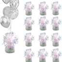 Balloon weights, 12 pieces, aluminum foil, suitable for birthday parties, gatherings, weddings, dinners and other occasions, weight 0.36lb (Lridescent 12pcs)