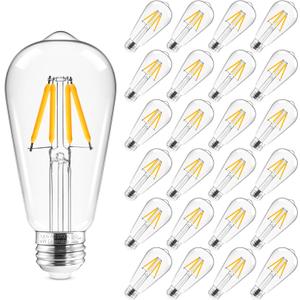 Hizashi Edison Bulbs Dimmable, 40 Watt, ST58/ST19 Vintage Light Bulbs, E26 LED Bulb 2700K Warm White, UL Listed, 4W 450lm 95+CRI E26 Base, Clear Glass, Pack of 24