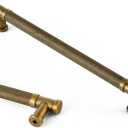 Goo-Ki 6 Pack Knurled Antique Brass Cabinet Handle Drawer Pulls, 7.56in(192mm) c-c Vintage Bronze Bar Pull Kitchen Hardware for Closet Dresser Wardrobe Cupboard Furniture, 2210GT-192