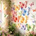 OBBOLO 24 Pcs Large Butterfly Decorations, 3D Hanging Butterfly Decorations, 2 Sizes Pastel Paper Butterfly Wall Decor for Birthday, Baby Shower, Wedding, Classroom Decoration, Paper Flower Decor