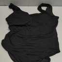 ANRABESS Womens One Piece Swimsuit 2025 Summer Solid Square Neck Tummy Control Modest Full Coverage Ribbed Bathing Suits (Small, Black)