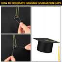 Shyyween 9 Pcs Gold Black Hanging Graduation Caps Decoration Sets 2026 Grad Cap Garland Kit Congrats Grad Banner Party Supplies Graduation Decoration for School Classroom Home College Ceiling Decor