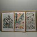 Fantasy Artists Framed Colorful Wall Art Set of 3 Impressionism Henri Matisse Van Gogh William Morris Flower Botanical Abstract Artwork Prints for Living Room Bedroom Bathroom 16" x 24" (24L" x 16W")