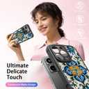 FUNMIKO for iPhone 16 Pro Max Case Wireless Charging & Military-Grade Protection - Trendy Floral Design for Women Girls, Matte Non-Slip Phone Cover with Shockproof Corners - Exquisite Motif