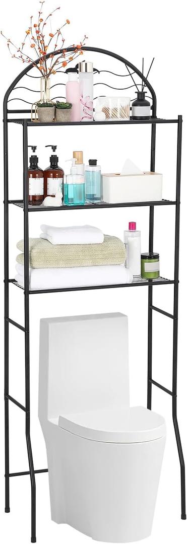 PeacefulHues 3Tier Over the Toilet Storage, Metal Bathroom Shelve, Over Toilet Bathroom Organizer Storage Rack, Space Saver Freestanding Shelf for Restroom Laundry Balcony Room