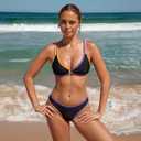 RIHOAS Women's Two Pieces Triangle Bikini Sets O Ring Linked Swimsuits Summer Beach Bathing Suit Black (Black)