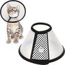 Depets Adjustable Recovery Pet Cone E-Collar for Cats Kittens Rabbits, Plastic Elizabeth Protective Collar Wound Healing Practical Neck Cover, Neck Girth 6.1 in, Plastic, S: 5.3-6.8 IN