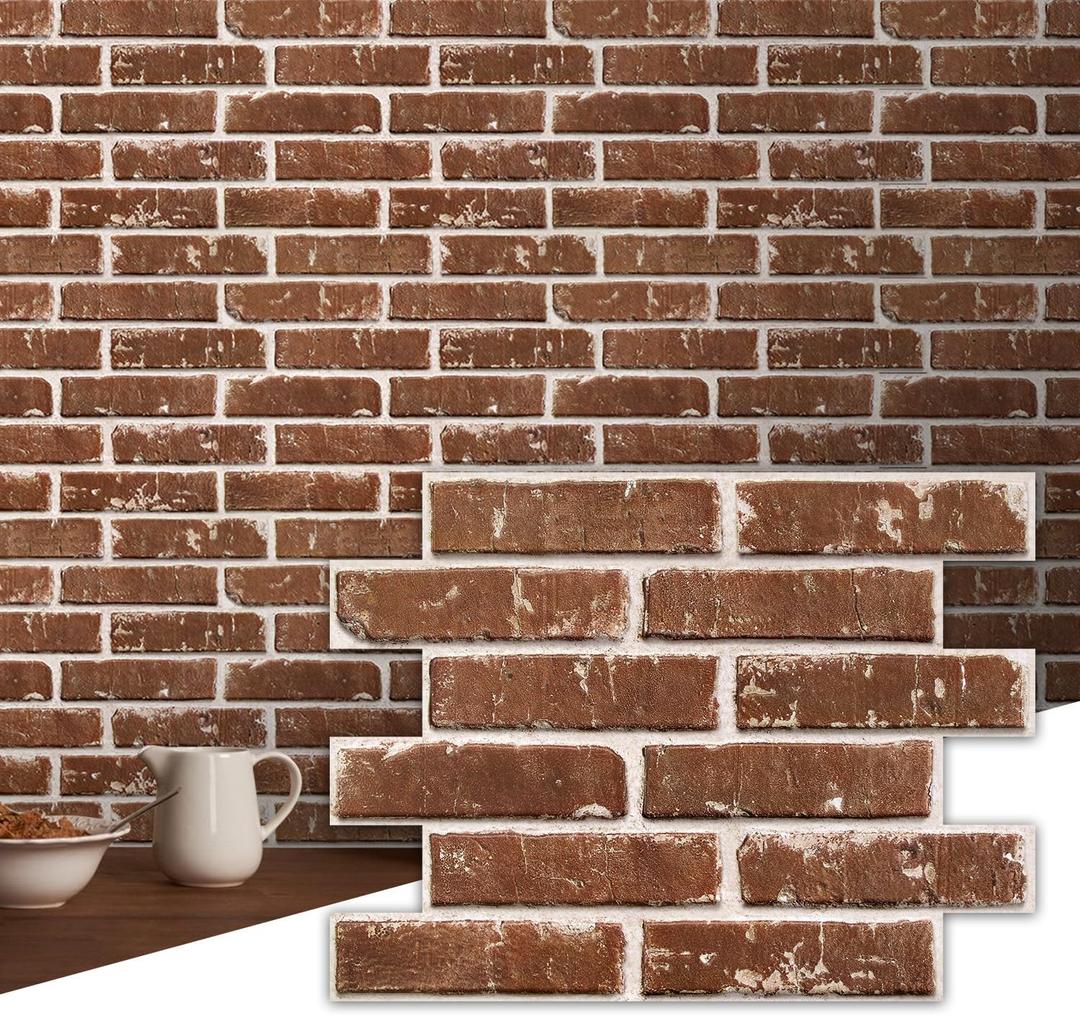 Commomy 3D Peel and Stick Brick,Ultralight Thin PVC Faux Brick Wall Panels,10 Pcs 15.74"x11.8" Fake Brick Tiles for Quick Intall Interior Kitchen,Bedroom,Living Room,RV,Not Real Brick,Not Heavy Tiles