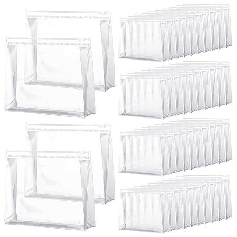 Xuniea 50 Pcs Mini Clear Makeup Bag Small Clear Zipper Pouch Travel Plastic Cosmetic Organizer Waterproof for Toiletries Swimsuit Bikini Bathing Suit(7.9'',Transparent)