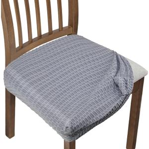Adabana Seat Covers for Dining Room Chairs Set of 6, Removable Washable Chair Covers Seat Slipcover Protector, Gray (Grey)