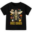 ZEVONIKA Girls Easter Shirts Cotton Spring Flowers T-Shirts Bee Eggs Casual Short Sleeve Tee (Size 5-6, Black)