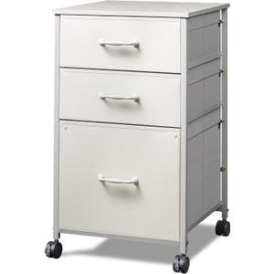 DEVAISE Mobile File Cabinet, Rolling Printer Stand with 3 Drawers, Fabric Vertical Filing Cabinet fits A4 or Letter Size for Home Office, White