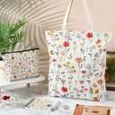 5 Pcs Wildflower Themed Gifts Set for Women Include Aesthetic Canvas Tote Bag Zipper Makeup Bag Keychain Notebook Pen for Flower Lover Party Favors Gift for Birthday Valentine Christmas