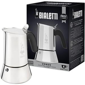 Bialetti - New Venus Induction, Stovetop Coffee Maker, Suitable for all Types of Hobs, Stainless Steel, 6 Cups (7.9 Oz), Silver