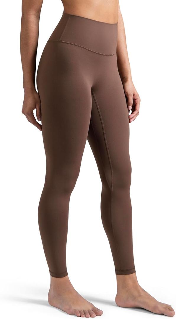 Colorfulkoala Dreamlux No Front Seam Leggings for Women 25"/28" Inseam, High Waisted Buttery Soft Yoga Pants (Large, Cocoa)