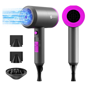 slopehill Professional Ionic Hair Dryer, Powerful 1800W Fast Drying Low Noise Blow Dryer with 2 Concentrator Nozzle 1 Diffuser Attachments for Home Salon Travel (Pink)