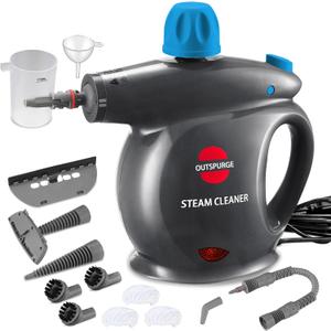 Handheld Steam Cleaner, Pressurized Multi-Surface Steam Shot with Accessories, Safety Lock, Steamer for Cleaning Floor, Upholstery, Grout, Windows, Couch and Car, Green