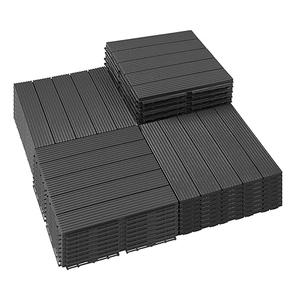 PrimeZone 36 PCS Plastic Interlocking Patio Deck Tiles - 12" x 12" Anti-Slip Waterproof Outdoor Flooring Decor, Floor Decking for Balcony, Backyard, Garden & Poolside, All Weather Use, Dark Grey