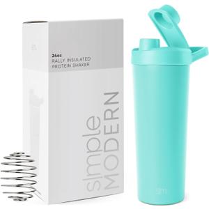 Simple Modern Stainless Steel Shaker Bottle with Ball 24oz | Metal Insulated Cup for Protein Mixes, Shakes and Pre Workout | Rally Collection | Ocean Water