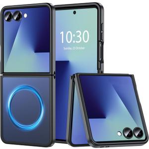 OWKEY Case for Samsung Galaxy Z Flip 7, Magnetic Phone Case [Compatible with MagSafe] Anti-Fingerprint Translucent Matte Shockproof Protective Case for Samsung Z Flip 7 (Black)