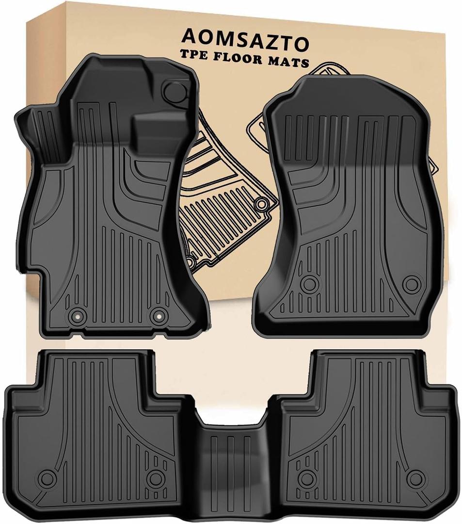 AOMSAZTO Floor Mats for Subaru Forester 2014-2018, 1st & 2nd Row All Weather Protection Car Floor Liners Anti Skid Mats
