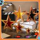 Sinload 35 Pcs Star Centerpieces for Movie Night Party Decorations 3D Movie Night Supplies Star Decorations in 3 Sizes 8" 5" 3" Red Carpet Film Show Theme Birthday Party Table Decor (Multicolor, Vivid)