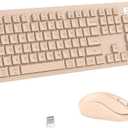 Wireless Keyboard and Mouse, 2.4GHz Cordless Keyboard Mouse Combo, Optical Mouse, Plug and Play USB Receiver, Compatible with Windows, Mac, Laptop, and PCMilk Tea