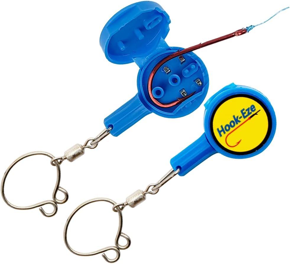 HOOK-EZE Fishing Knot Tying Tool | Protect from Fish Hooks | Tie Fishing Knots Easily | Cool Gadgets for Fishermen | Ice Fly Fishing | Fishing Accessories for Beginner Anglers | Nail Knot Tool (Blue)