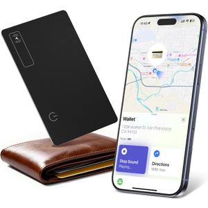 Wallet Tracker Card (Compatible for iOS only), 0.07in Slim Tracking Card, IP68 Waterproof Bluetooth Tracker Compatible with Apple Find My, Wireless Charging Item Locator for Purse, Passports