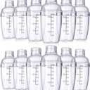 Lallisa 12 Pcs Plastic Cocktail Shaker Drink Mixer with Scales and Strainer Top Clear Shaker Cup with Measurement Plastic Bar Mixing Tool for Tea Coffee Bubble Tea Milk(350 Cc/ 12 oz)