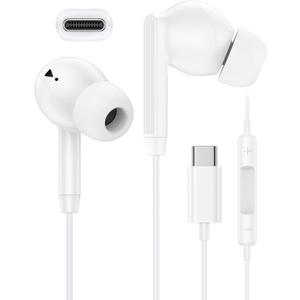 iPhone 17 16 USB C Wired Headphones with Microphone, Noise Cancelling Earbuds USBC for iPhone 16e 16 Pro Max 15 Plus, Samsung Galaxy A17 S25 Ultra Apple Wired Ear Buds in-Ear Type C Plug Earphone Mic