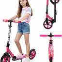 FREEDARE Foldable Kick Scooter for Ages 8+ Kid & Teens, Adults, Pink