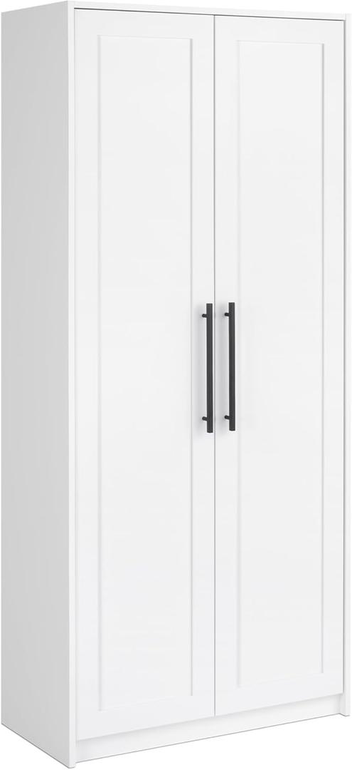 Prepac Elite Premium Home Storage Cabinet with Doors and Shelves, White Storage Cabinet with 5 Shelves for Kitchen, Bathroom 16" D x 32" W x 72" H