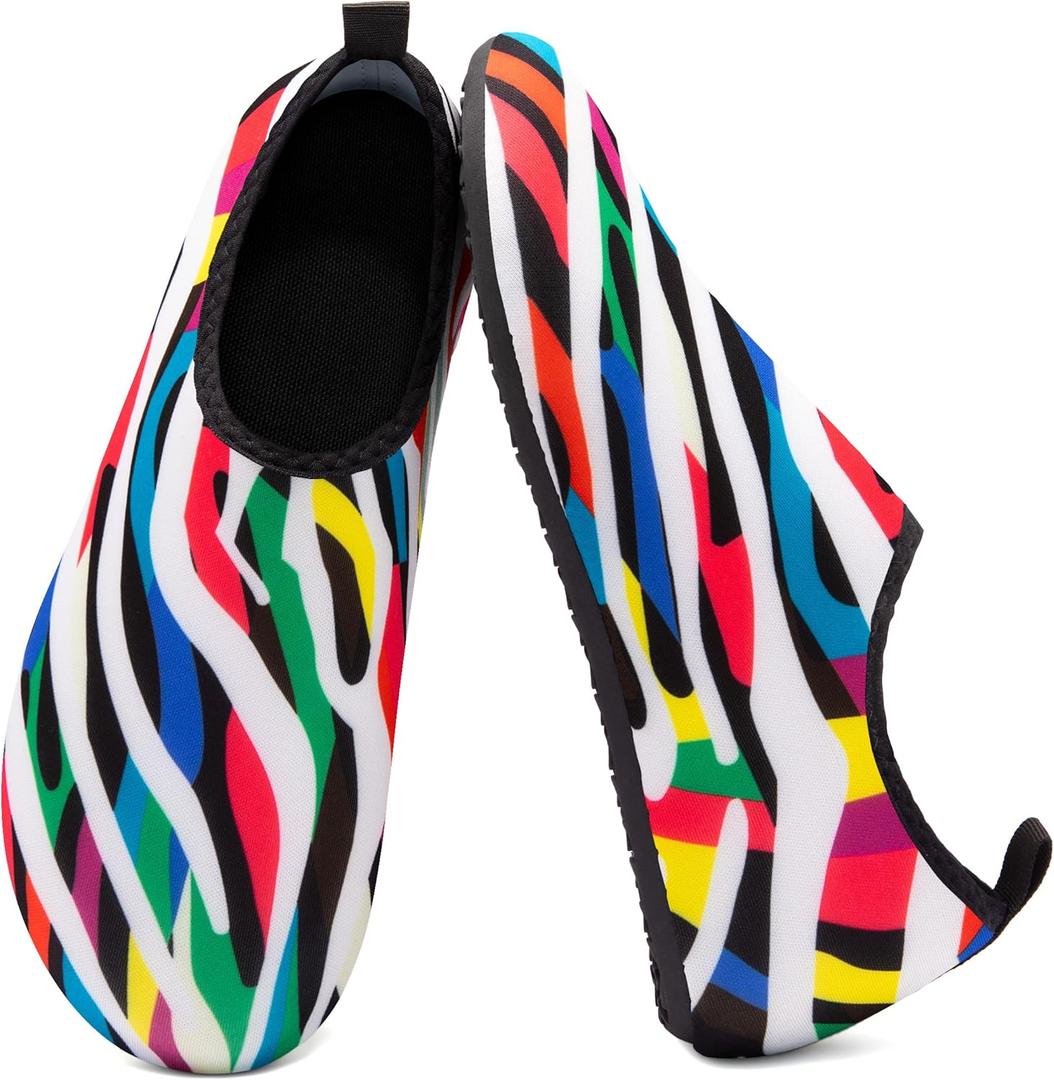 Metog Men Women Water Shoes Quick-Dry Aqua Socks Barefoot Slip-on for Beach Swim Sport Surf Yoga Exercise (7-8 Women/6-7 Men, Color Wave)