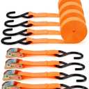 TOPZEA 4 Pack Tie-Down Cam Straps, 1"x 20' Polyester Cambuckle Tie Down Strap Pull Ratchet Strap, 1000lbs Capacity Cargo Lashing Securing Straps with Metal Cam Buckle & S Hooks for Truck, Mower, ATVs